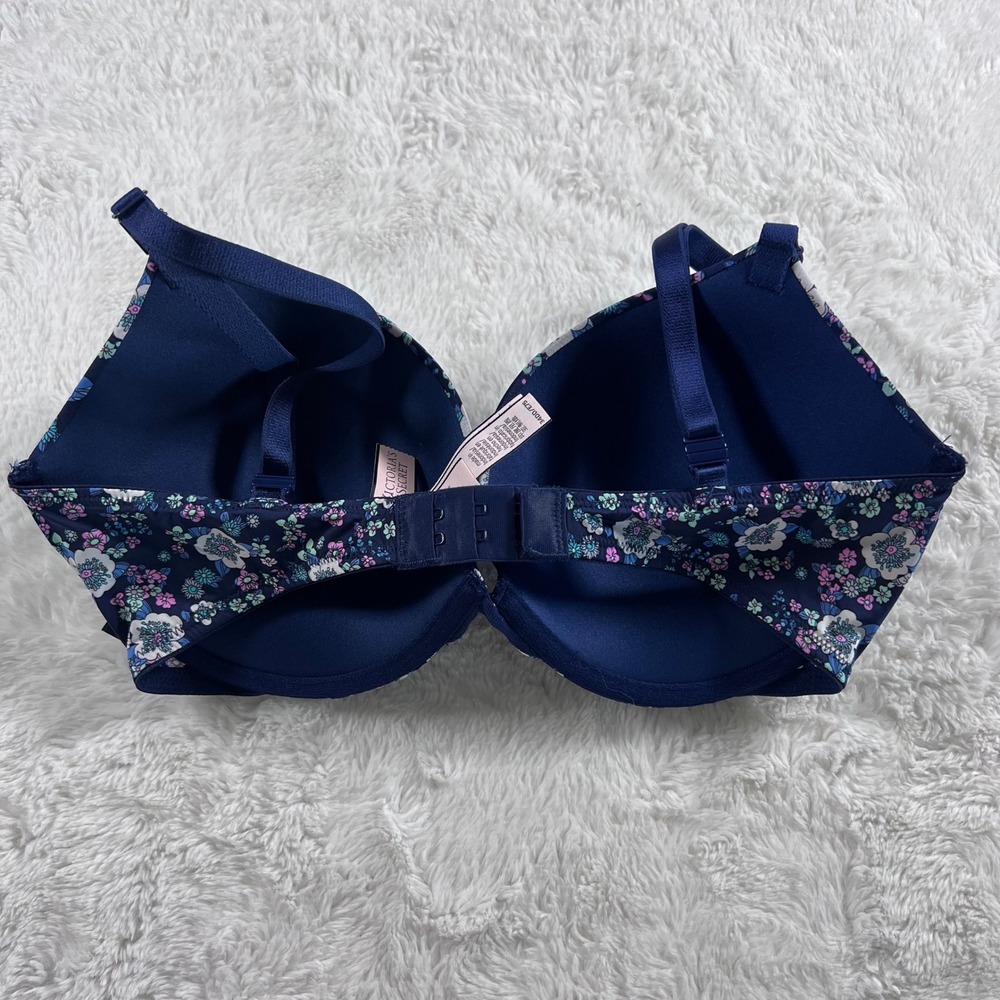 Victorias Secret Women's  Floral Push-Up Bra Navy Blue Size 34DD NWT 11173217 - Picture 6 of 12